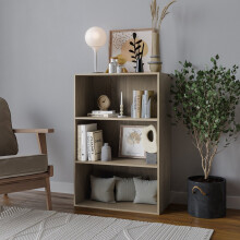 (Oak) 3 Tier Wide | Bookcase