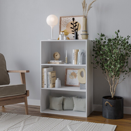 URBN Living (White) 3 Tier Wide | Bookcase