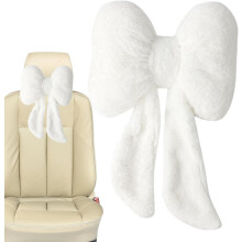 (White Headrest) Car Headrest Pillow,Bow Tie Car Neck Support Pillow | Plush Cute Car Neck Pillow Soft Headrest for Driving Home Black