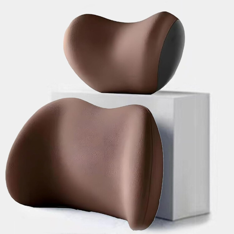 () Car Headrest & Lumbar Support Cushion,Car Lumbar Support Pillow Neck Pillow Kit,Ergonomic Car Seat Headrest & Lumbar Cushion (Pink) Brown/Pink 9035695407491