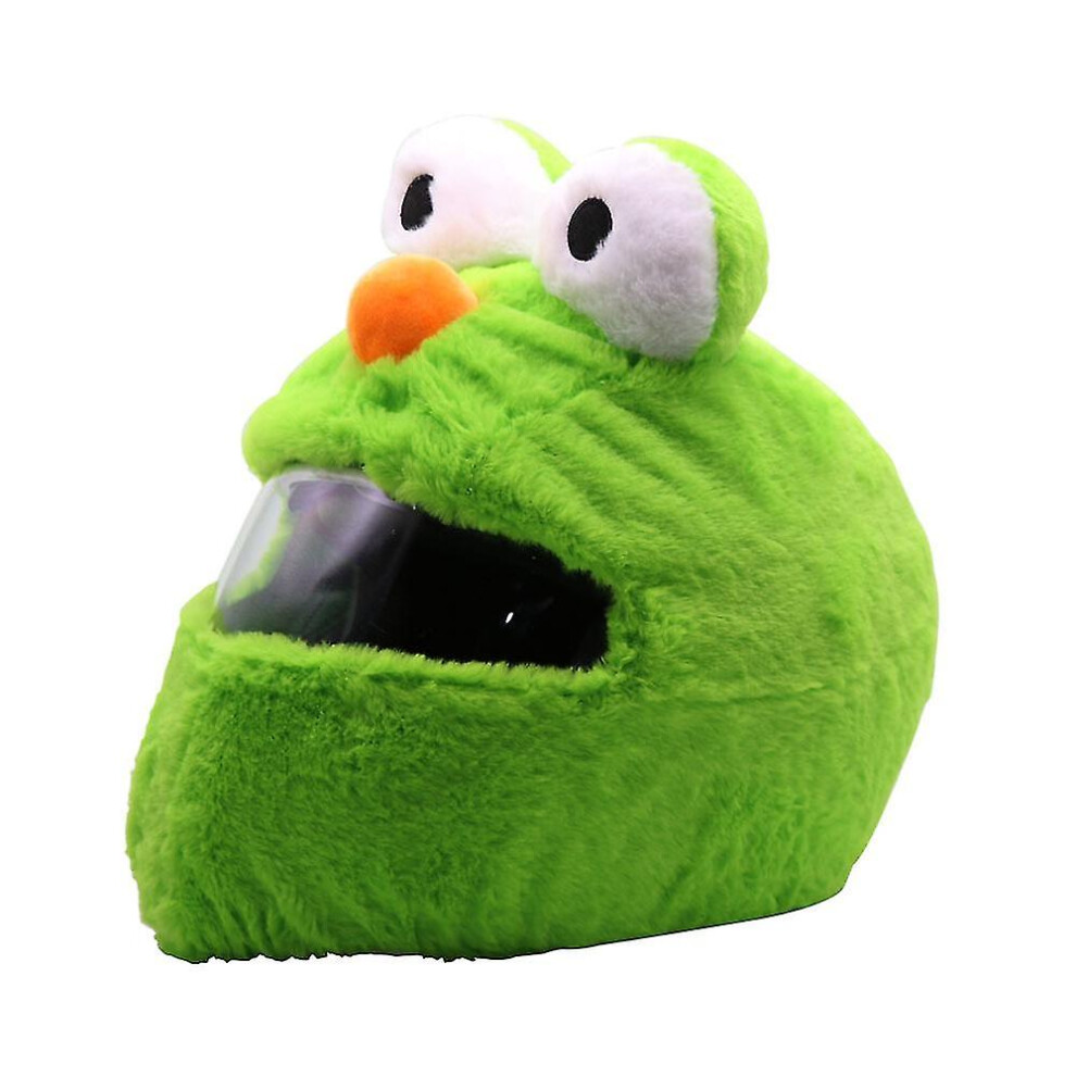 ( Frog) Cartoon Plush Motorcycle Helmet Covers, Fun Ride And Gift, Helmet Not Included Green 9372166548360