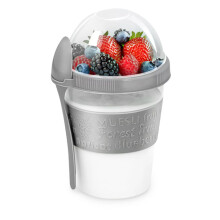 (Light Grey) Cereal Cup & Spoon Yoghurt Container With Lid Oats Cup On The Go Reusable