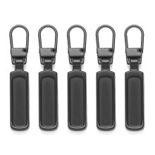 (Black, Strip type) 5pcs Zipper Pull Replacement Metal Zipper Handle Mend Fixer Zipper Tab Repair