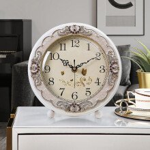 Vintage Table Clock, Retro Non-ticking European Style Beside Mantle Desk Clock Battery Operated Silent Quartz Movement For Bedroom (white)