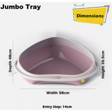 (Pink Corner Jumbo Tray) Cat Corner Litter Tray Large or Jumbo Rim Pet Open