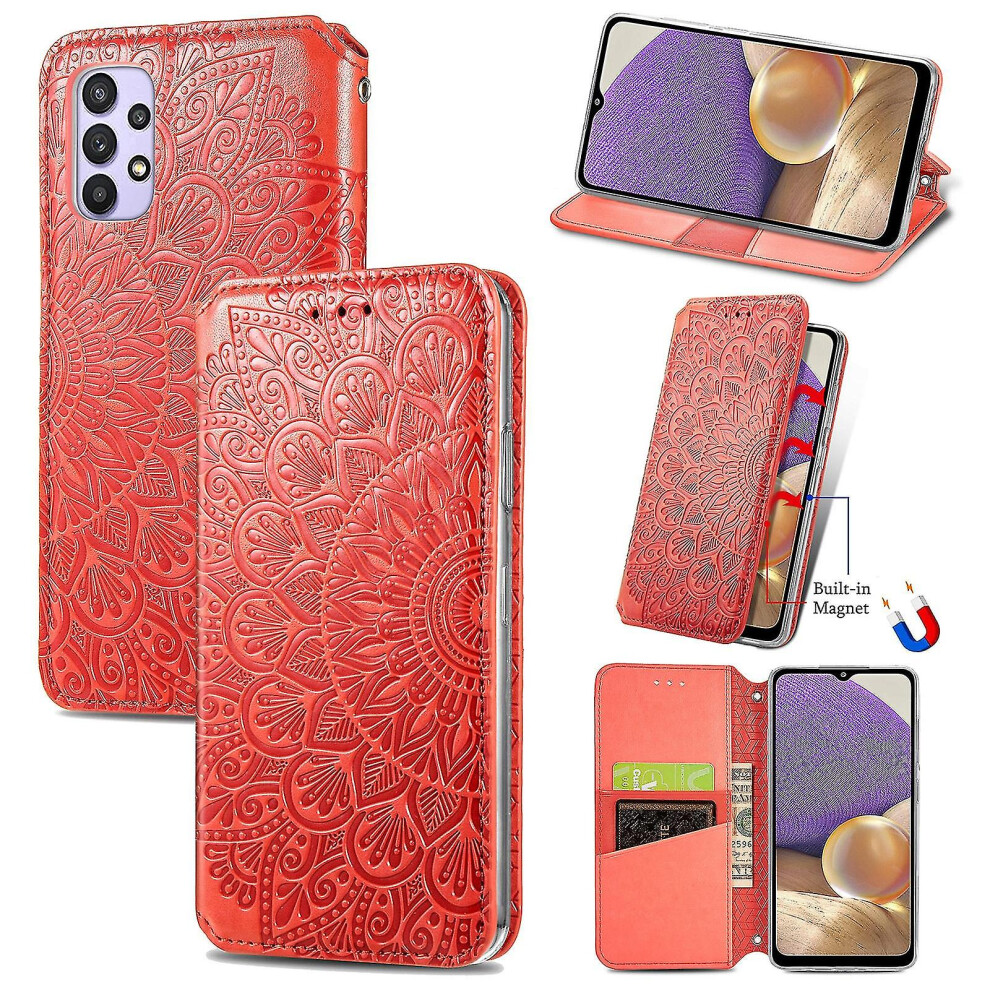 (Red) For Samsung Galaxy A32 5G Magnetic Leather Case Red 8994440068626