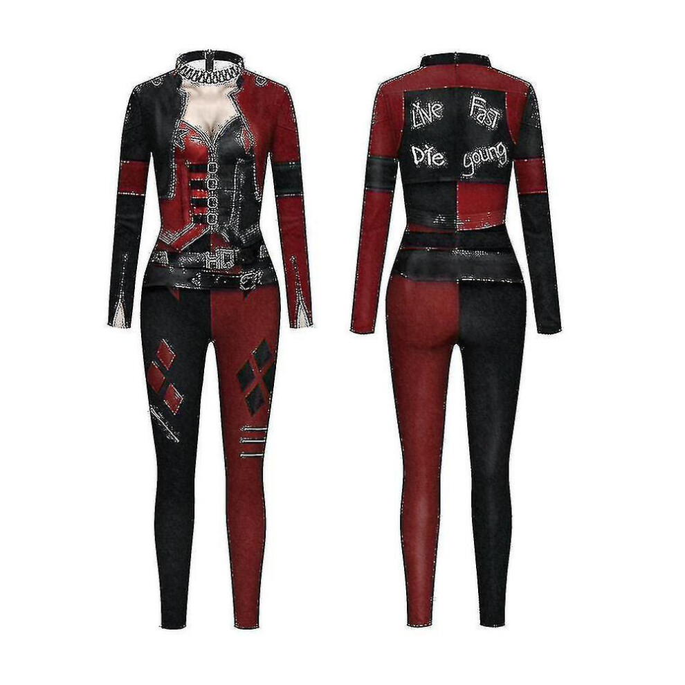 (L) Women Harley Quinn Costume Classic Harley Quinn Halloween Cosplay Costume Jumpsuit Not,Specified