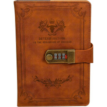 (Brown) Diary With Lock Pu Leather Password Lock Notebook Lockable Journal For Adults With Combination Lock A5 Writing Notebook Secret Notepad For Office W