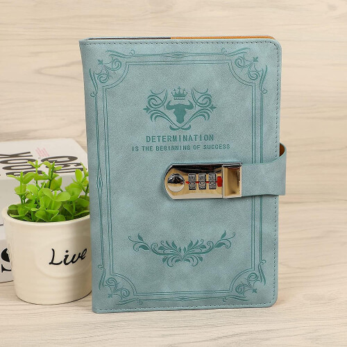 (Blue) Diary With Lock  Pu Leather Password Lock Notebook  Lockable Journal For Adults With Combination Lock  A5 Writing Notebook Secret Notepad For Office W 2