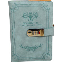 (Blue) Diary With Lock Pu Leather Password Lock Notebook Lockable Journal For Adults With Combination Lock A5 Writing Notebook Secret Notepad For Office W