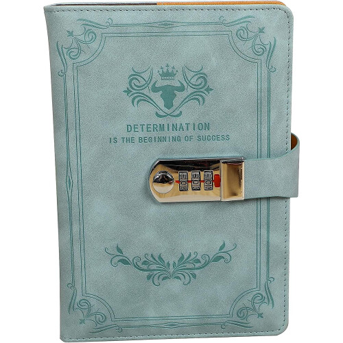 (Blue) Diary With Lock  Pu Leather Password Lock Notebook  Lockable Journal For Adults With Combination Lock  A5 Writing Notebook Secret Notepad For Office W