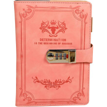 (Pink) Diary With Lock Pu Leather Password Lock Notebook Lockable Journal For Adults With Combination Lock A5 Writing Notebook Secret Notepad For Office W