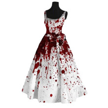 (M) Halloween Blood Stain Print Halter Dress