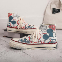 (Mickey, 35) Kawaii New Kuromi Canvas Shoes Sanrio My Melody Cinnamoroll Girls Cartoon High-top Canvas Shoes Student Sports Casual Shoes