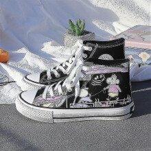 (Crayon Shin-chan-B, 40) Kawaii New Kuromi Canvas Shoes Sanrio My Melody Cinnamoroll Girls Cartoon High-top Canvas Shoes Student Sports Casual Shoes