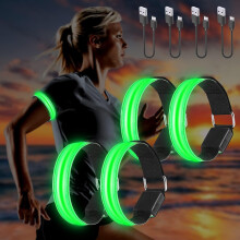 4 Pack Usb Rechargeable Led Light Wristbands, Reflective Led Running Wristband, Adjustable Flashing Band, Safety Led Light Wristband For Arm/wrist/ank
