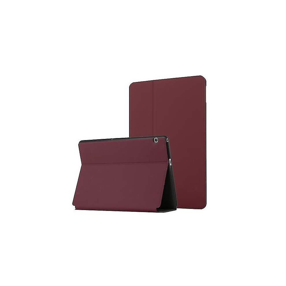 (Wine ) For Huawei Mediapad T5 10 Dual-Folding Horizontal Flip Tablet Leather Case With Holder Red 8994440107448