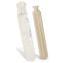 Long Hot Water Bottle With Fluffy Cover 2 Litre Extra Long White- 76cm