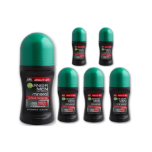 (6 x Absolute Dry) 6 x 50ml Garnier Men Mineral Antiperspirant Roll On 48h Deodorant (6 Types)