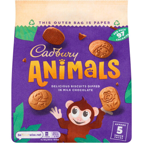Cadbury (Pack Of 2) Cadbury Chocolate Animals Biscuits pack 5x19.9g
