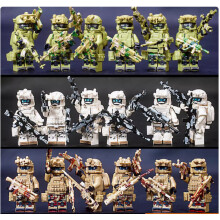 (18pcs-E) 18pcs Military building blocks forces ghost special police fully armed toys