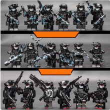 (18pcs-F) 18pcs Military building blocks forces ghost special police fully armed toys