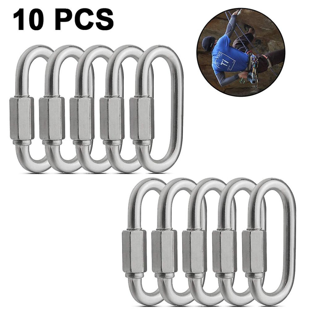 Threaded Quick Link, Stainless Steel Oval Locking Carabiner Clip, Tow Chain Quick Links, Rope Connector For Trailer, Swing, Hammocks, Cable, Camping 8994440119533