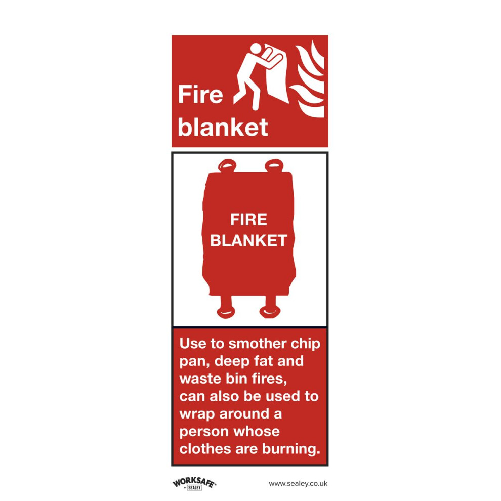 Sealey Worksafe&reg; Fire Blanket Safety Sign, Self-Adhesive Vinyl - Pack of 10 SS53V10-image-OPC-PFX7SK6-NEW