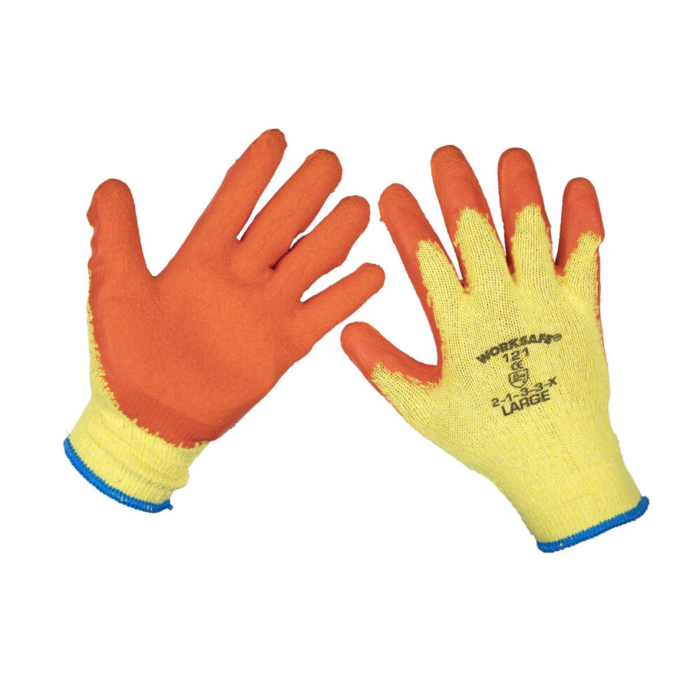 Sealey Worksafe® Super Grip Knitted Gloves With Latex Palm, Large - Pack Of 6 Pairs Tsp121l/6 5055257206601