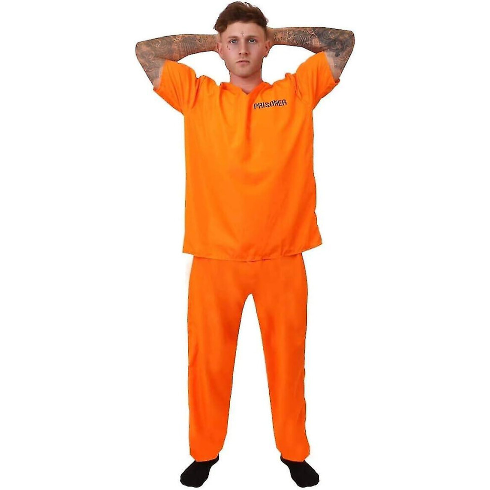 (Xxl) Adults Prisoners Convict Prisoner Top Matching Trousers Cops Robbers Orange