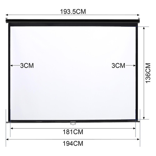 Xox-92 Inch Manual Pull Down Retractable Projector Projection Screen, Black 1
