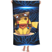 Pikachu Raichu Large Bath Towel 130 X 80 Cm Beach Towel 80% Microfibre Beach Towel Absorbent Colourfast Hand Towel Bath Sheet Sauna Towel (pikachu-4.8