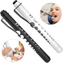 (Black and Silver - 2Pcs) Medical Pen Light With Pupil Gauge And Ruler, Led Penlight Eye Oral Ear Examination Torch Fliashlight For Nurses Doctors First Aid