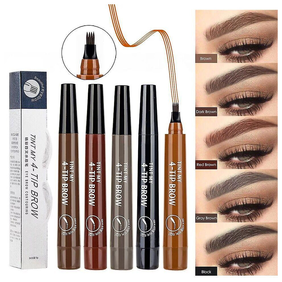 5 Pcs Eyebrow Tattoo Pen, Microblading Eyebrow Pencil, 4-point Eyebrow Pencil, Professional Natural Eyebrows