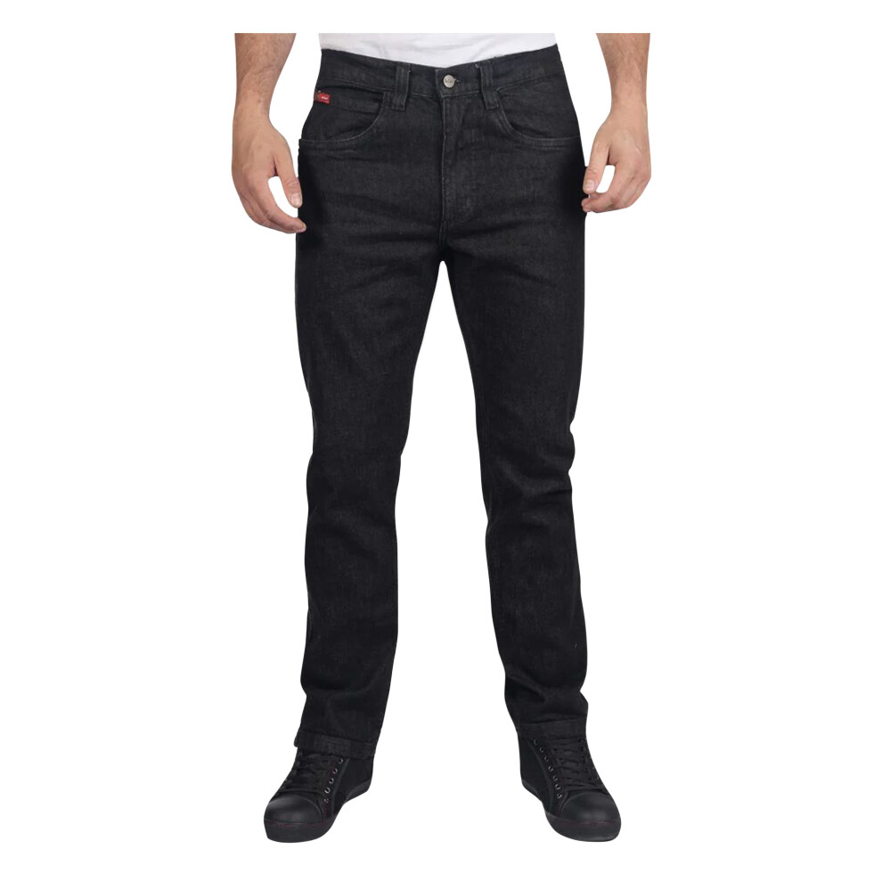 (30S, Black) Lee Cooper Mens Denim Stretch Straight Leg Jeans