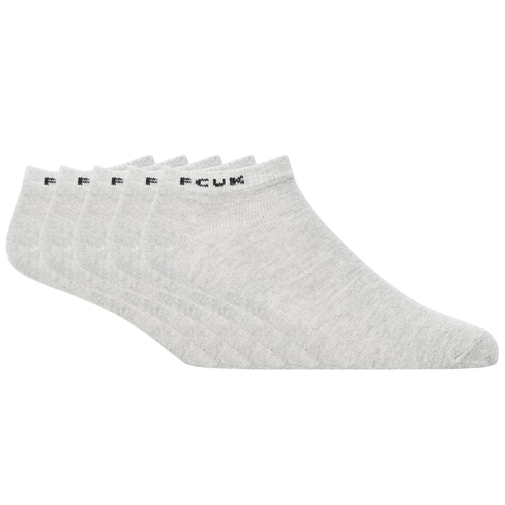 (7 UK-11 UK, Light Grey/Black) FCUK Mens Contrast Trainer Socks (Pack Of 5)