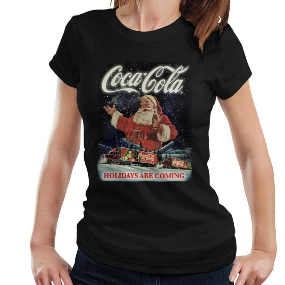 (XL, Black) Coca-Cola Unisex Adult Holidays Are Coming Santa Claus T-Shirt