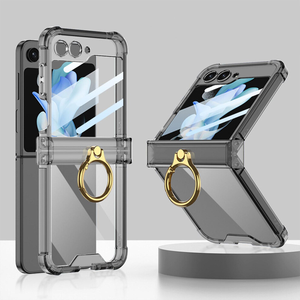 (Clear ) Z Flip 5 Case With Hinge Protection Clear Samsung Flip 5 Case With Kickstand Protective Cover For Samsung Galaxy Z Flip 5 5G 2023 Black 8994440133232