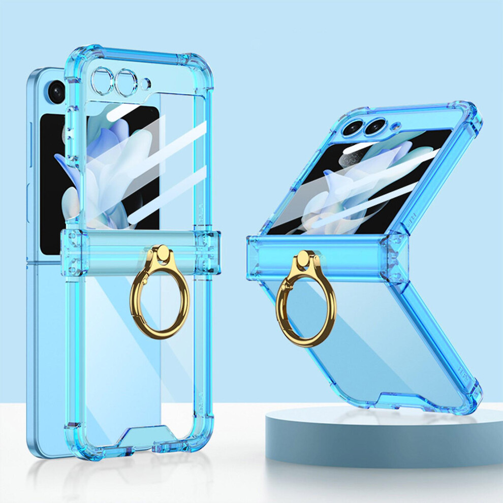 (Clear ) Z Flip 5 Case With Hinge Protection Clear Samsung Flip 5 Case With Kickstand Protective Cover For Samsung Galaxy Z Flip 5 5G 2023 Blue 8994440133256