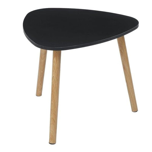 (Black, Large) Coffee Table, Small Side Table Living Room, Triangle Solid Wood End Table