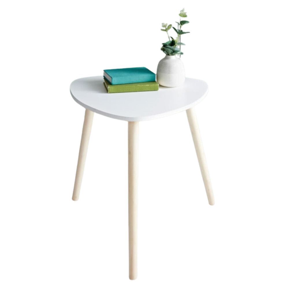 Aamen White (, Coffee Table, Side Table Living Room, Triangle Solid Wood End Table Small