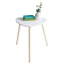 (White, Small) Coffee Table, Small Side Table Living Room, Triangle Solid Wood End Table
