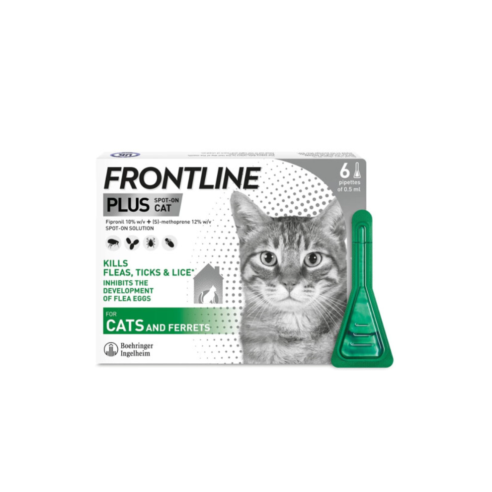 FRONTLINE Plus Flea & Tick Treatment for Cats and Ferrets - 6 Pipettes