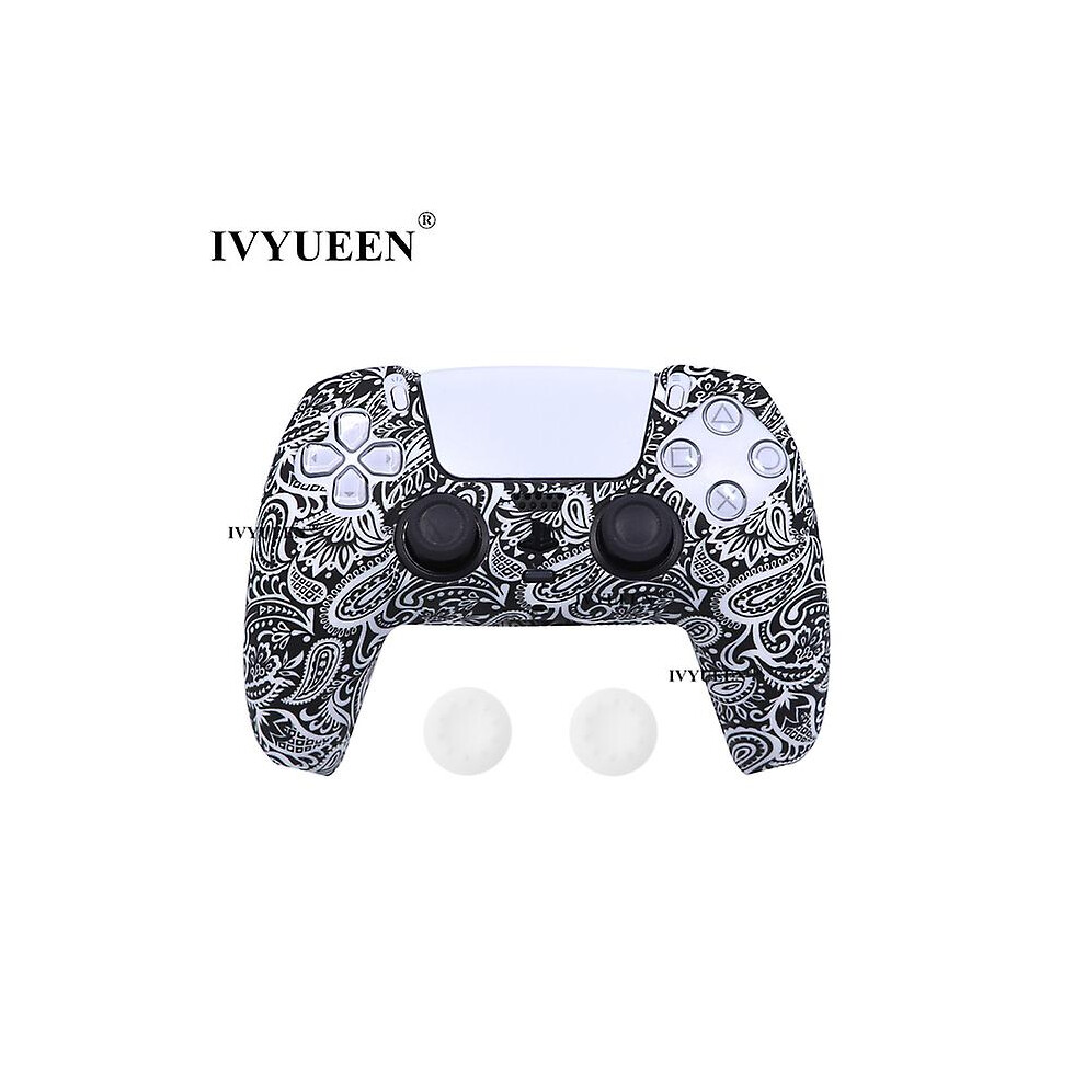 ( Leaf) For Dualsense Wireless Controller Silicone Case Cover For Ps5 Protective Skin With Analog Thumbsticks Grips Caps White 8994440136950