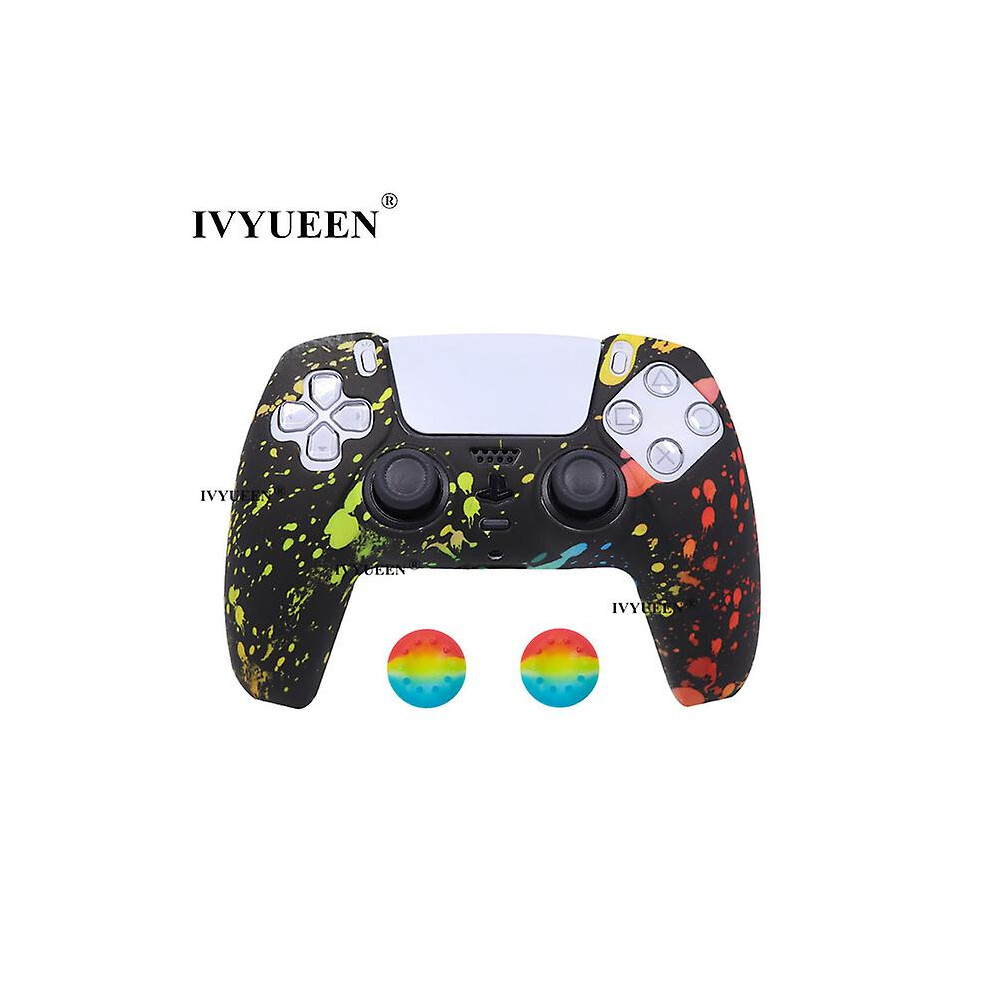 (Graffiti P) For Dualsense Wireless Controller Silicone Case Cover For Ps5 Protective Skin With Analog Thumbsticks Grips Caps 8994440137018