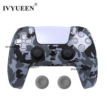(Gray Camo) For Dualsense Wireless Controller Silicone Case Cover For Ps5 Protective Skin With Analog Thumbsticks Grips Caps