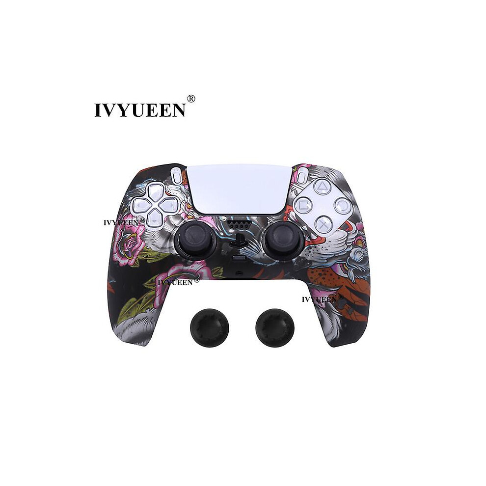 ( Dragon) For Dualsense Wireless Controller Silicone Case Cover For Ps5 Protective Skin With Analog Thumbsticks Grips Caps Black 8994440137049