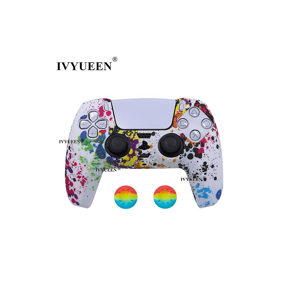 (Graffiti A) For Dualsense Wireless Controller Silicone Case Cover For Ps5 Protective Skin With Analog Thumbsticks Grips Caps 8994440137094