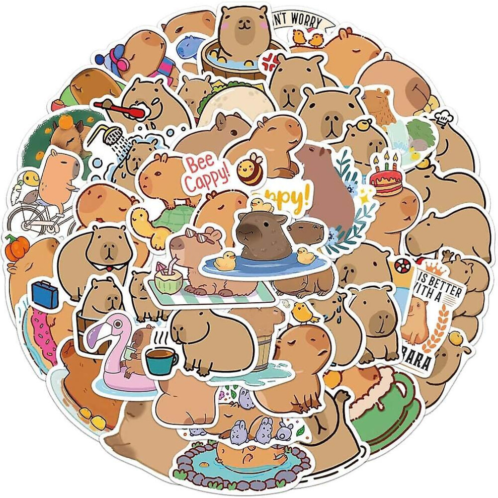 50pcs Cartoon Capybara Diy Waterproof Removable Graffiti Stickers Backpack Scrapbooking Laptop Notebook Decoration Decals