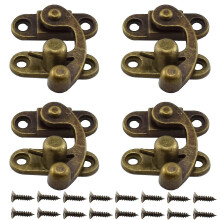12 Pcs Antique Right Hook Hasp Latch Retro Swing Horn Lock Clasp With Mounting Screws, 1.1 X 1.3 In, Bronze